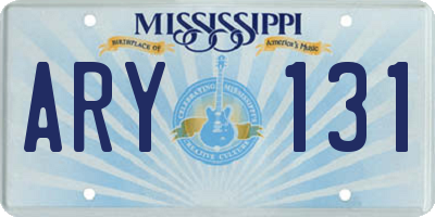 MS license plate ARY131