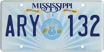 MS license plate ARY132