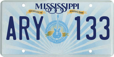 MS license plate ARY133
