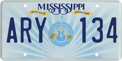 MS license plate ARY134