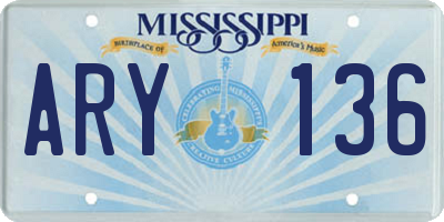MS license plate ARY136