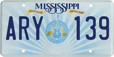 MS license plate ARY139