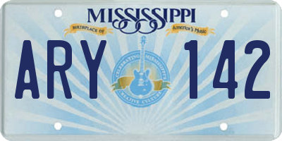 MS license plate ARY142