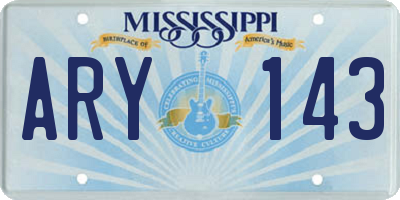 MS license plate ARY143