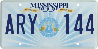 MS license plate ARY144