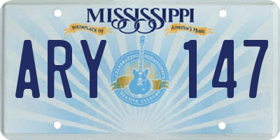 MS license plate ARY147