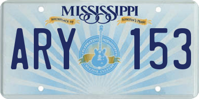 MS license plate ARY153