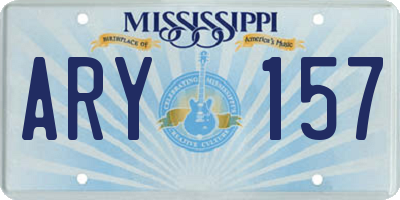MS license plate ARY157
