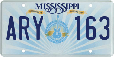 MS license plate ARY163