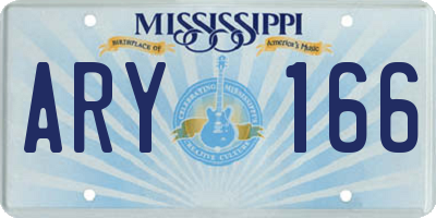 MS license plate ARY166
