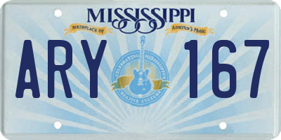MS license plate ARY167