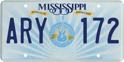 MS license plate ARY172