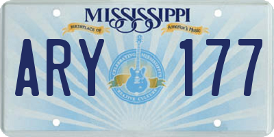 MS license plate ARY177