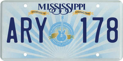 MS license plate ARY178