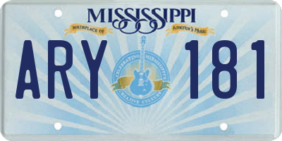 MS license plate ARY181