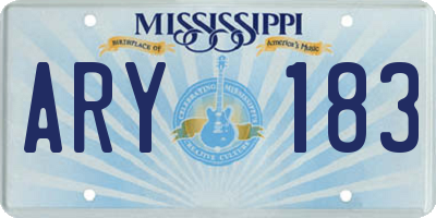 MS license plate ARY183