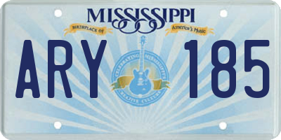 MS license plate ARY185