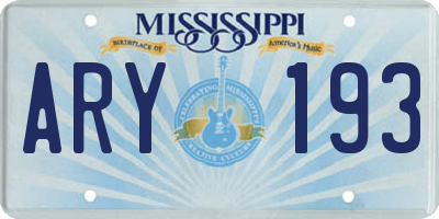 MS license plate ARY193