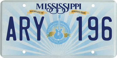 MS license plate ARY196