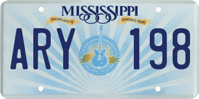 MS license plate ARY198