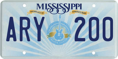 MS license plate ARY200