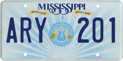 MS license plate ARY201