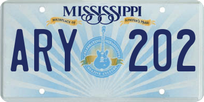 MS license plate ARY202