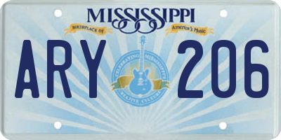 MS license plate ARY206