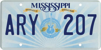 MS license plate ARY207