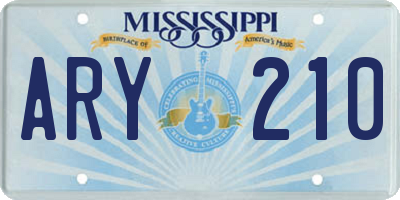MS license plate ARY210