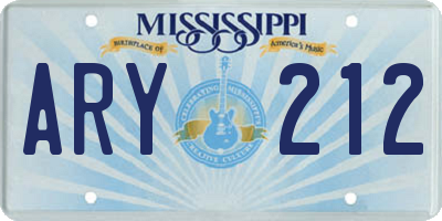 MS license plate ARY212