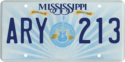 MS license plate ARY213