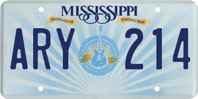MS license plate ARY214
