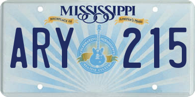 MS license plate ARY215