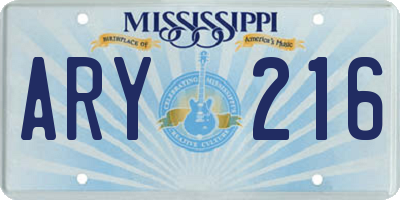 MS license plate ARY216