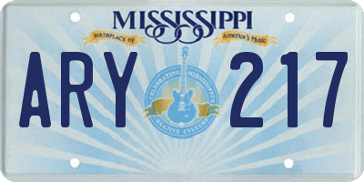 MS license plate ARY217