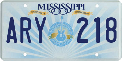 MS license plate ARY218
