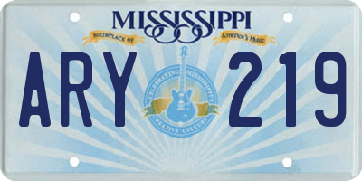 MS license plate ARY219