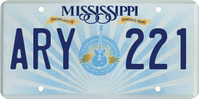 MS license plate ARY221