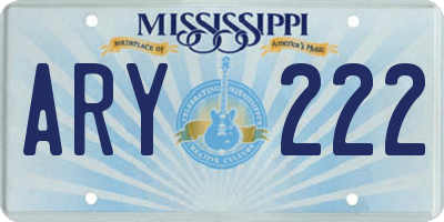 MS license plate ARY222