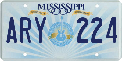 MS license plate ARY224