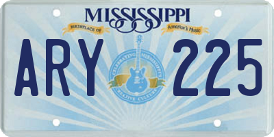MS license plate ARY225