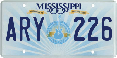 MS license plate ARY226
