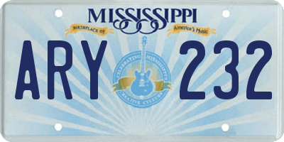 MS license plate ARY232
