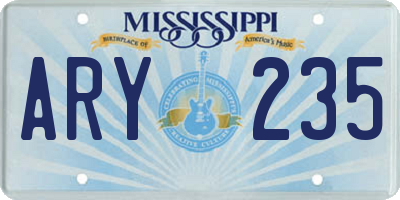 MS license plate ARY235