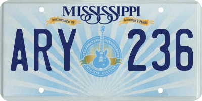 MS license plate ARY236