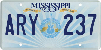 MS license plate ARY237