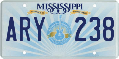 MS license plate ARY238