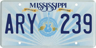 MS license plate ARY239