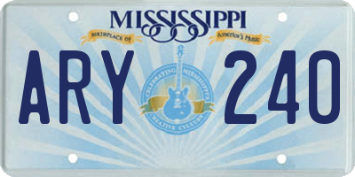 MS license plate ARY240